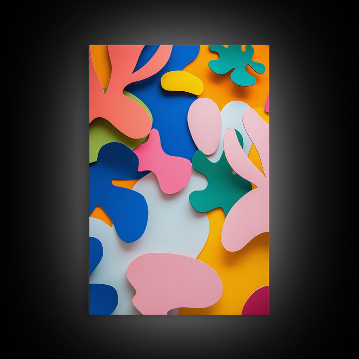 Bold Abstract Organic Shapes Canvas Print, Contemporary Chinoiserie Wall Art, Vibrant Boho and Minimalist Design for Modern Spaces