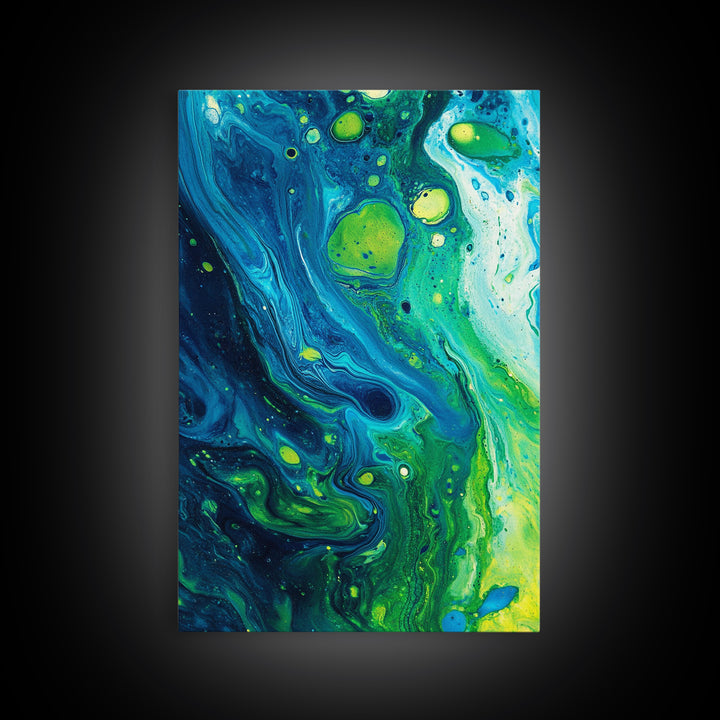 Blue and Green Abstract Canvas Print, Stunning Geometric Wall Art Ideal for Nautical Decor or Contemporary Above Couch Wall Art