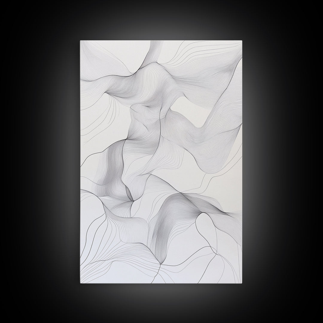 Black White Line Art Canvas Print Minimalist Geometric Wall Decor Modern Zen Artwork Above Couch Gift Idea Stylish Home Accent