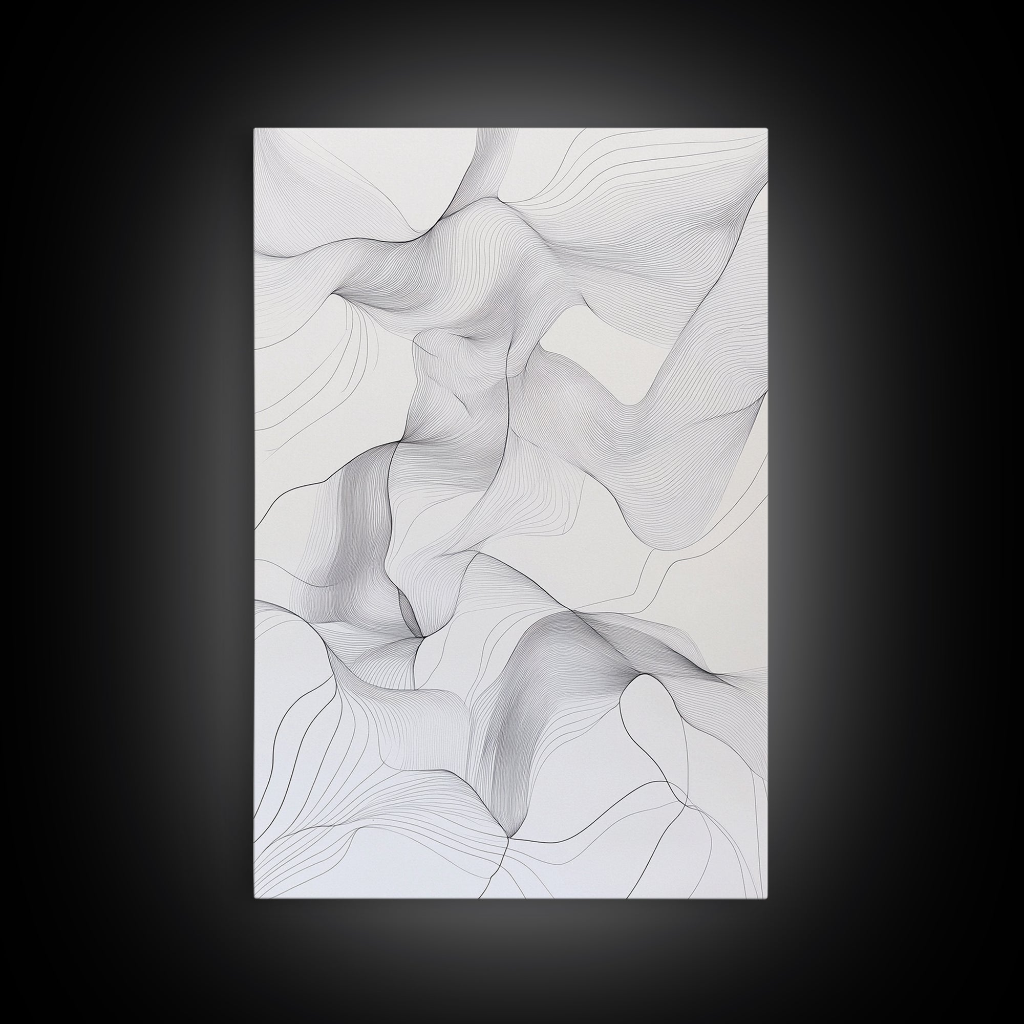 Black White Line Art Canvas Print Minimalist Geometric Wall Decor Modern Zen Artwork Above Couch Gift Idea Stylish Home Accent