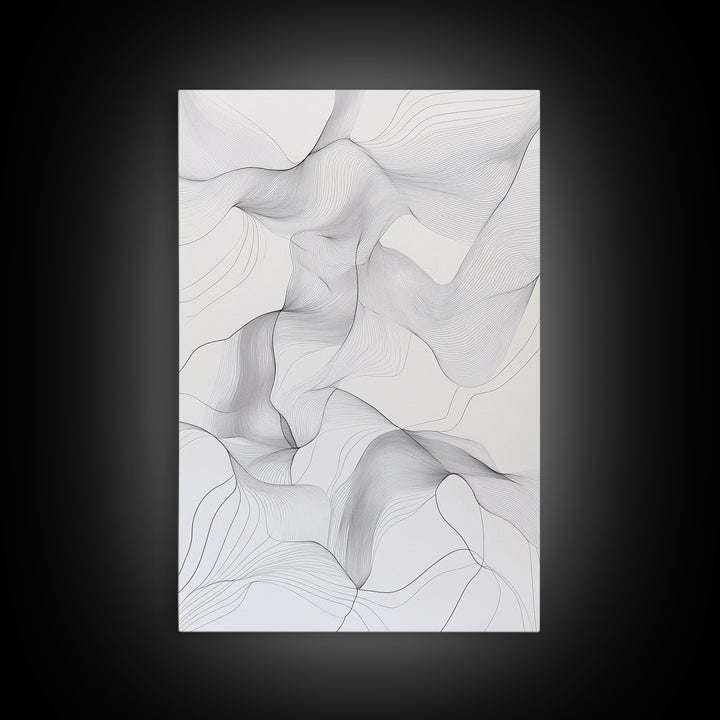 Black White Line Art Canvas Print Minimalist Geometric Wall Decor Modern Zen Artwork Above Couch Gift Idea Stylish Home Accent