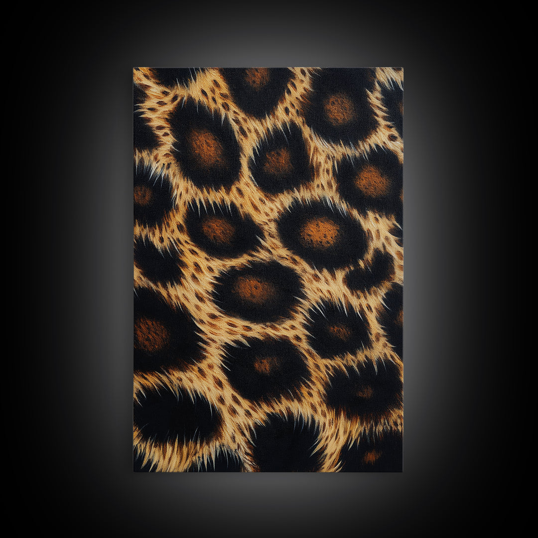 Abstract Leopard Canvas Print, Rustic Animal Print Wall Art, Bedroom Art, Farmhouse Decor, Skinny Tall Art, Gift Idea for Him