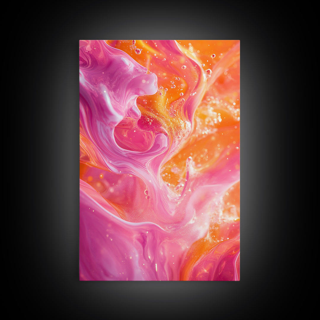 Abstract Pink Orange Canvas Print with Swirling Light Effects and Therapy Art for Modern Home Wall Decor, Ideal Gift Idea