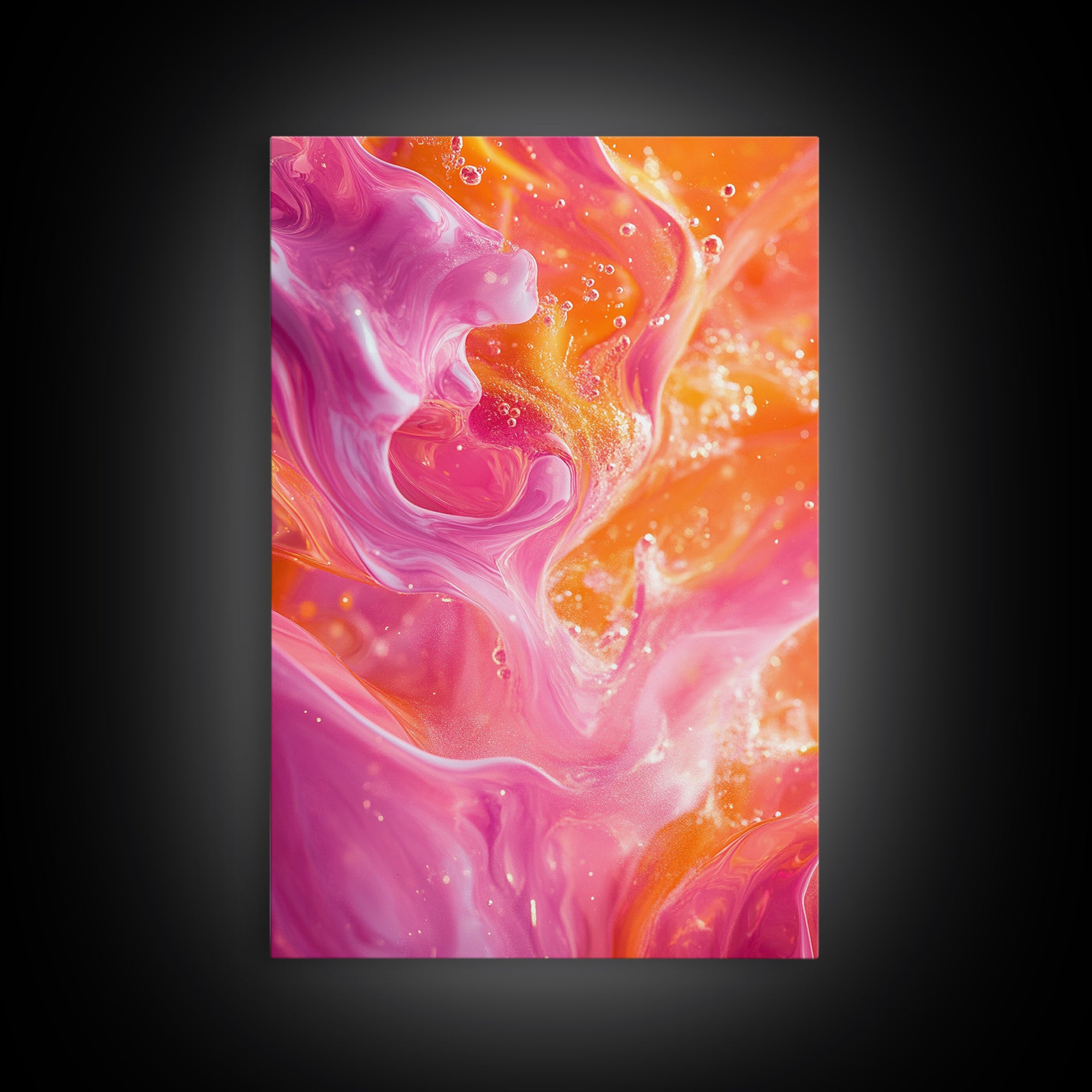Abstract Pink Orange Canvas Print with Swirling Light Effects and Therapy Art for Modern Home Wall Decor, Ideal Gift Idea