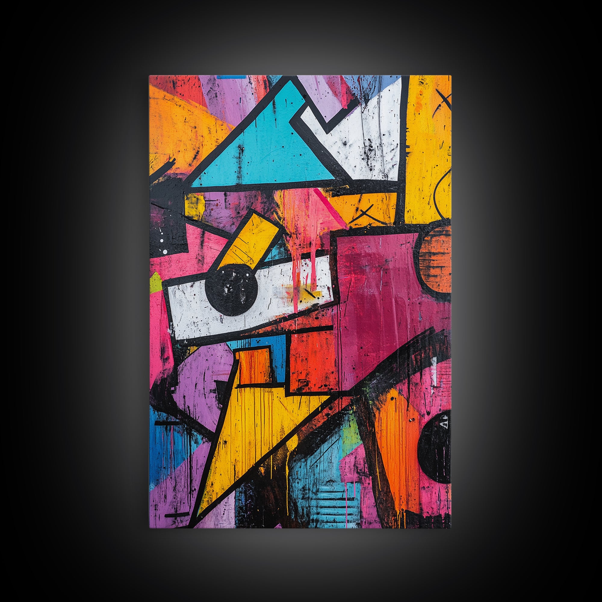 Bold Graffiti Framed Canvas Print, Urban Street Art Style Wall Decor, Moody Abstract Art, Gift Idea for Him, Living Room Wall Art