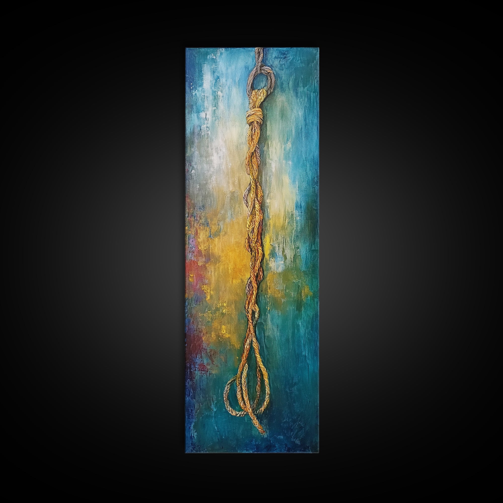 Nautical Rope, Coastal Decor, Rustic Wall Art, Nautical Painting, Wabi Sabi Art, Framed Canvas Print, Bedroom Art, Gift Idea