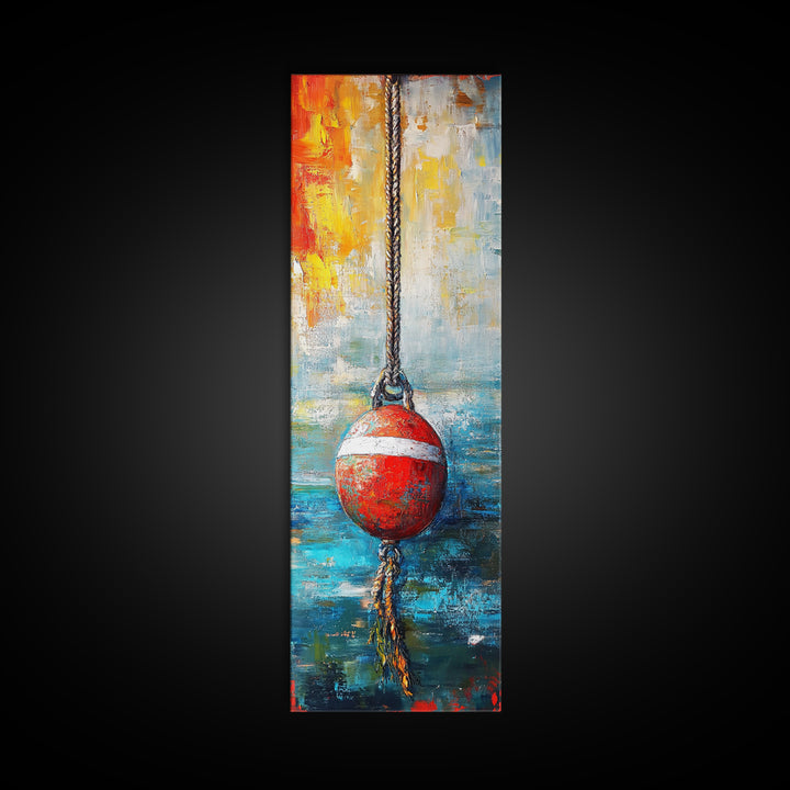 Nautical decor, rustic wall art, coastal wall art, ocean painting, maritime art, framed canvas print, tall skinny art, moody blue art