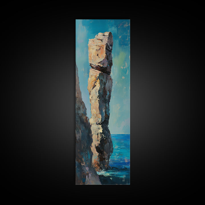 Coastal Rock, painting morro bay, nautical painting, framed canvas print, rustic decor, coastal wall art, above sofa art