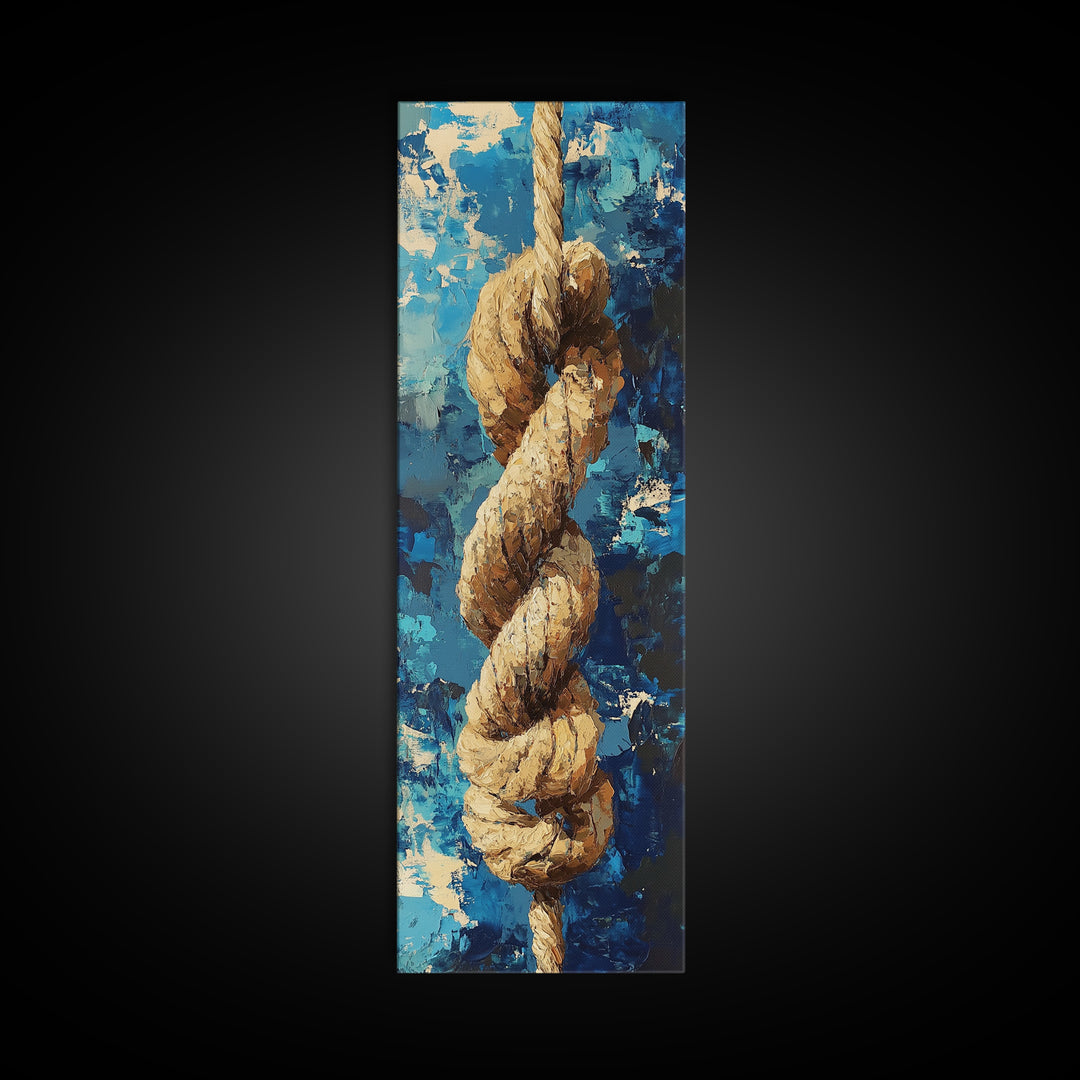 Nautical Rope, Blue Abstract, Textured Art, Framed Canvas Print, nautical decor, coastal wall art, rustic art, wabi sabi art