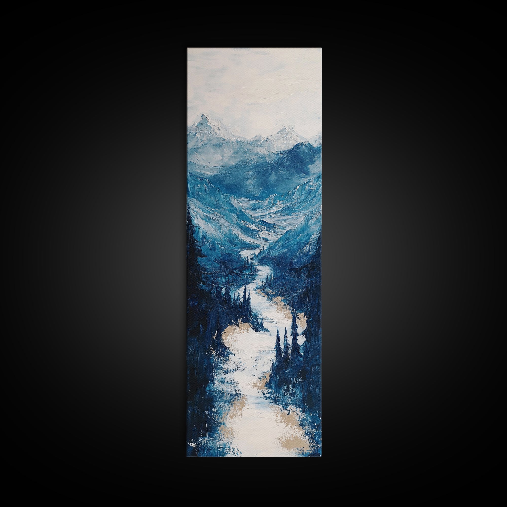 Blue Mountains, mountain painting, landscape painting, extra wide art, panoramic art, minimalist art, Canvas Print