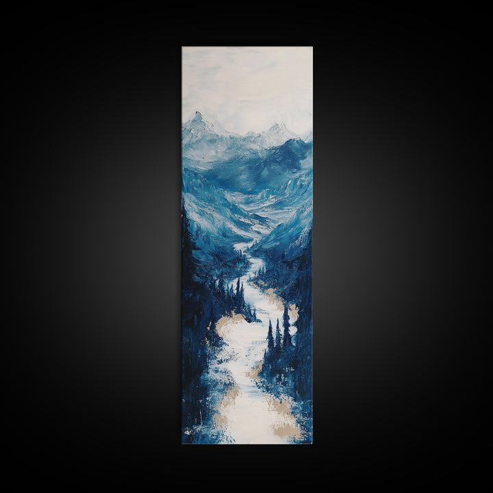 Blue Mountains, mountain painting, landscape painting, extra wide art, panoramic art, minimalist art, Canvas Print