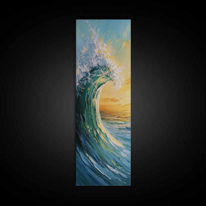 Ocean Wave, Seascape Painting, Framed Canvas Print, Coastal Landscape Art, Nautical Decor, Blue and Green Wall Art