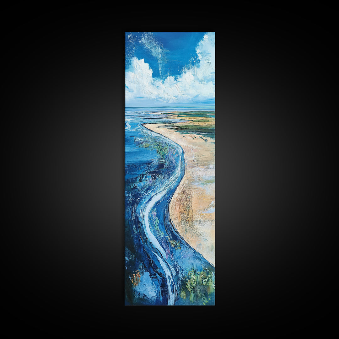 Coastal Shore, coastal landscape art, framed canvas print, Ireland painting, beach art, nautical decor, panoramic painting