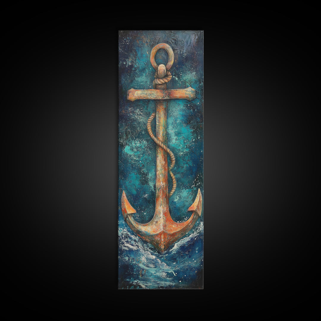 Anchor, Nautical Decor, Framed Canvas Print, nautical wall art, coastal decor, maritime art, rustic wall art, beach house decor, gift idea