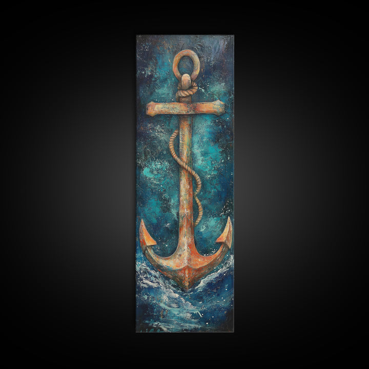 Anchor, Nautical Decor, Framed Canvas Print, nautical wall art, coastal decor, maritime art, rustic wall art, beach house decor, gift idea