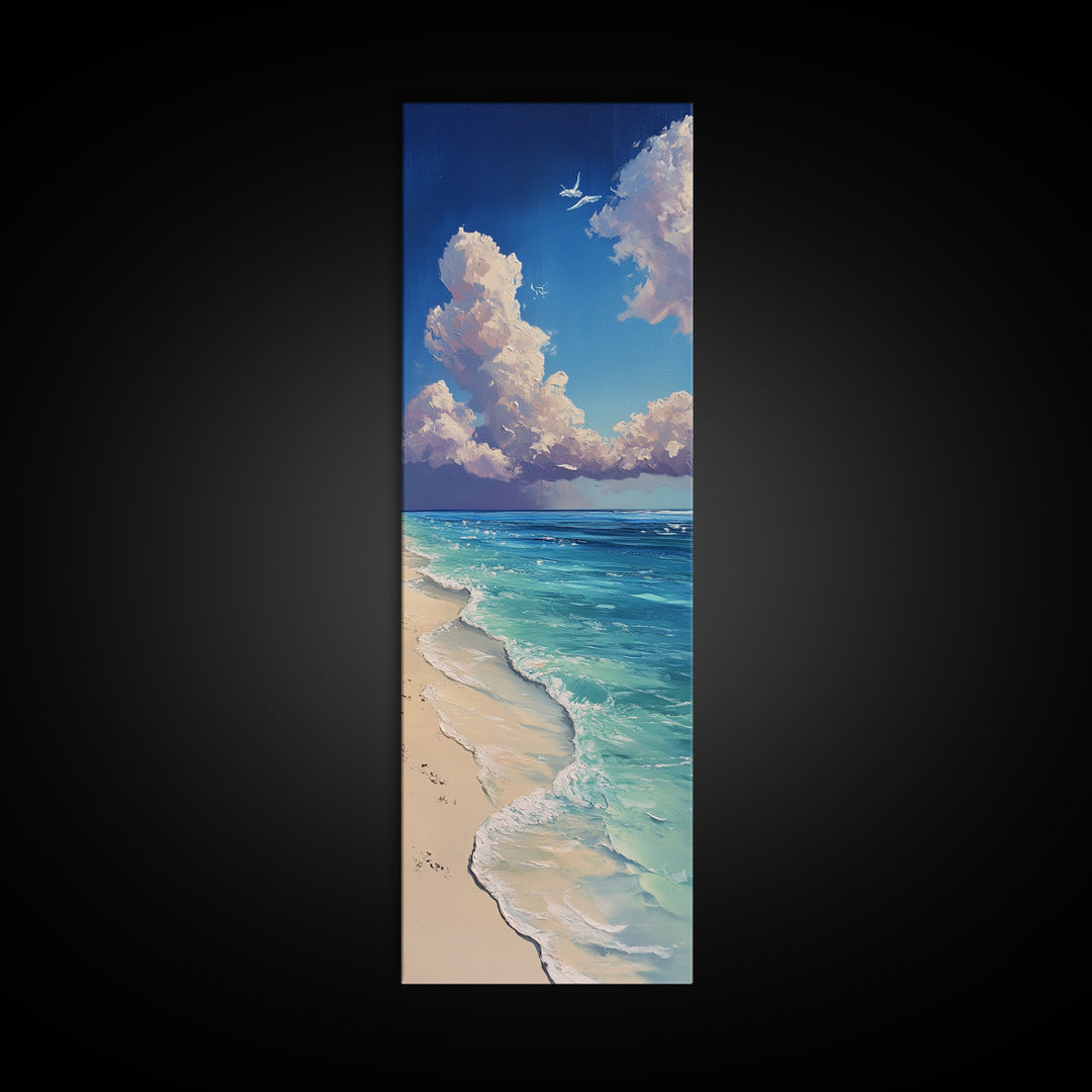 Beach Painting, Coastal Landscape Art, Ocean Waves, Nautical Wall Art, Seascape Painting, Canvas Print, Coastal Decor, Gift Idea