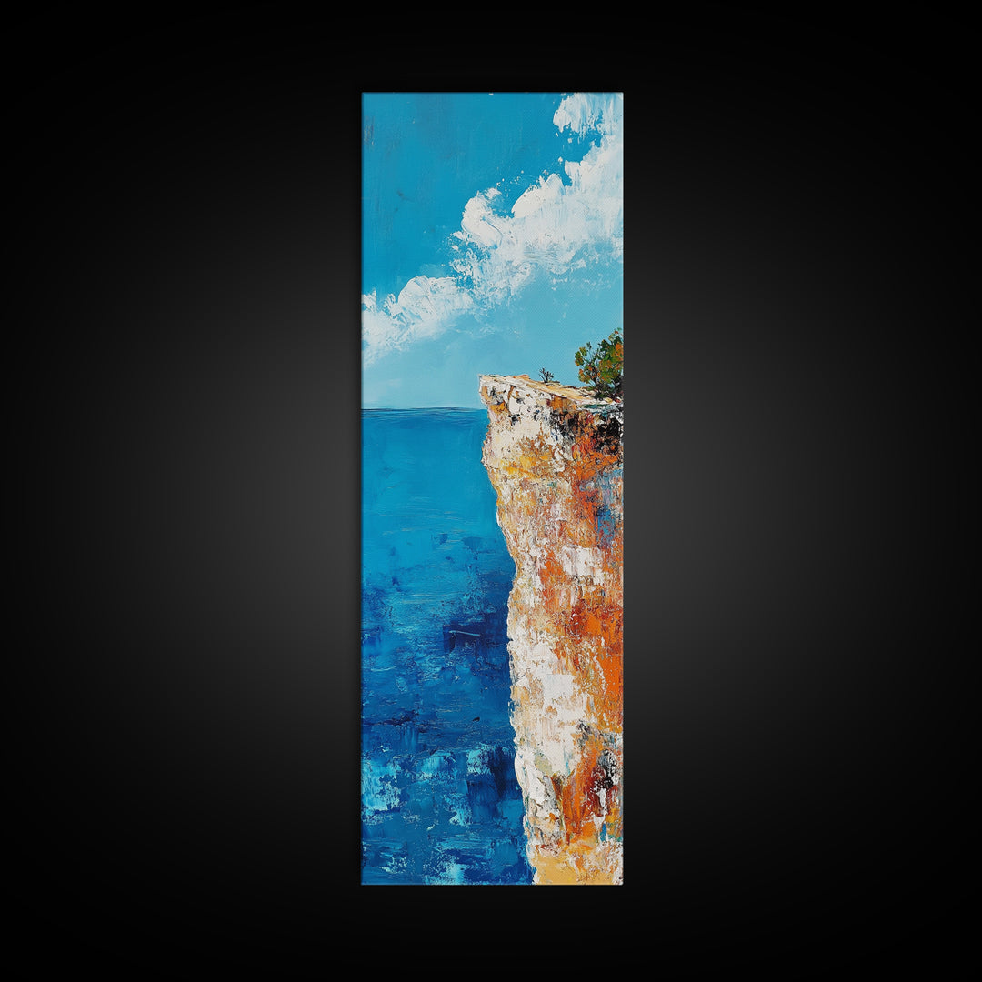 Cliff Edge Painting, Rustic Wall Art, Nautical Wall Art, Coastal Landscape Art, Canvas Print, Above Sofa Art, Living Room Art, Gift Idea