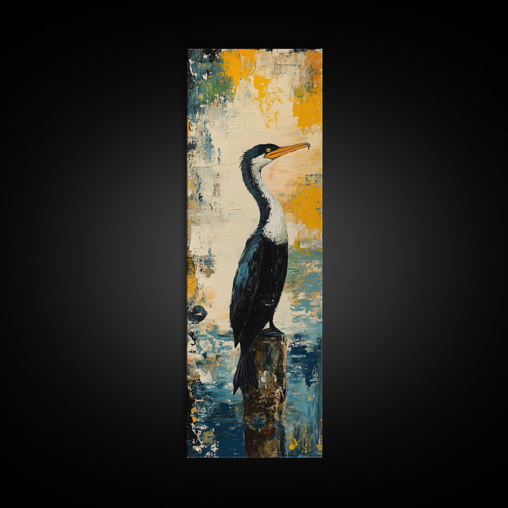 Abstract Bird Art, Coastal Wall Art, Nautical Decor, Bird Art Print, Framed Canvas Print, Rustic Wall Art,  Vertical Wall Art