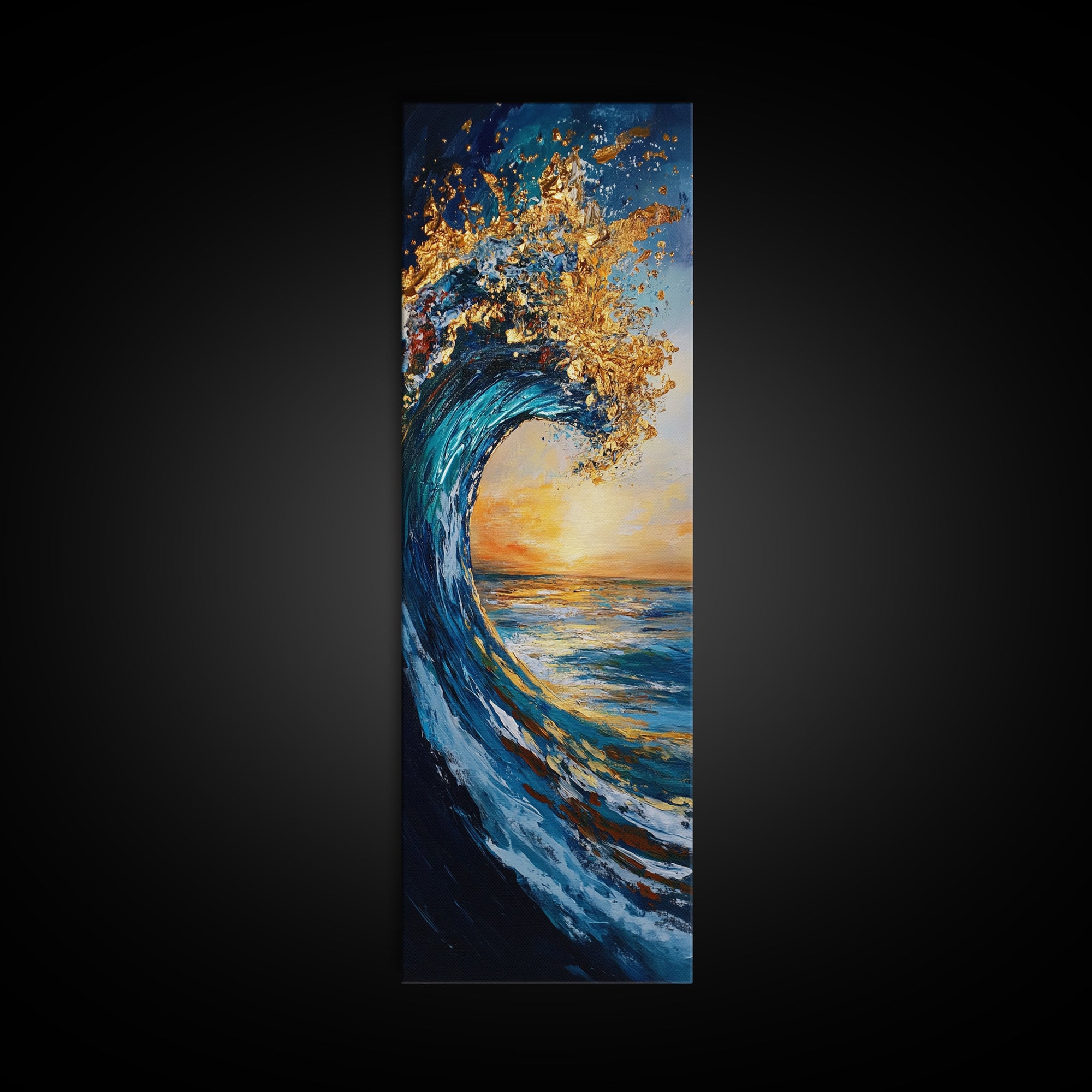 Ocean Wave Art, Surf Wall Art, Coastal Decor, Framed Canvas Print, Nautical Painting, Moody Art, Extra Wide Art, Seascape Painting