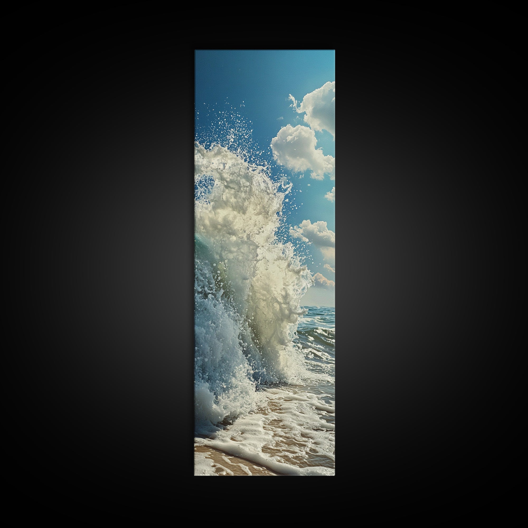 Ocean Wave Splash, Coastal Wall Art, Nautical Decor, Beach Art Print, Framed Canvas Print, Surf Wall Art, Vertical Wall Art