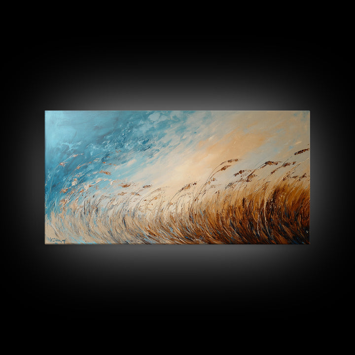 Coastal Wind, Beach Grass Painting, Coastal Cowgirl Wall Art, Nautical Decor, Wabi Sabi Art, Minimalist Art, Canvas Print, Extra Wide Art