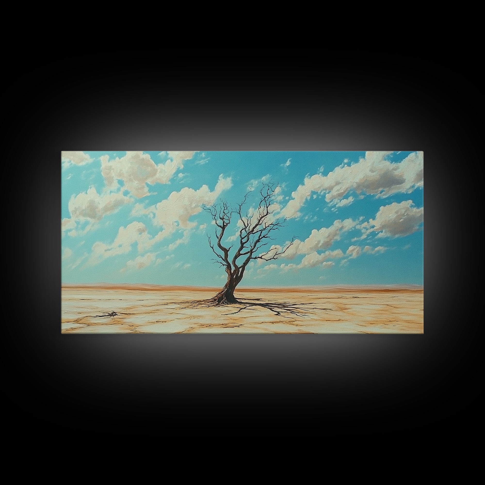 Desert Tree, Ozymandias Art, Joshua Tree Art, Southwest Wall Art, Blue and Green Wall Art, Gift Idea for Him, Framed Canvas Print, Rustic Art