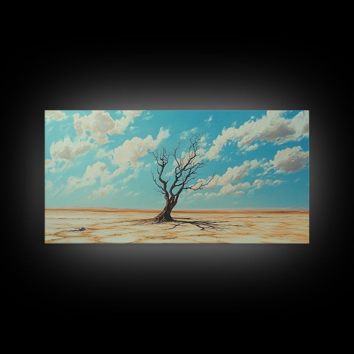 Desert Tree, Ozymandias Art, Joshua Tree Art, Southwest Wall Art, Blue and Green Wall Art, Gift Idea for Him, Framed Canvas Print, Rustic Art