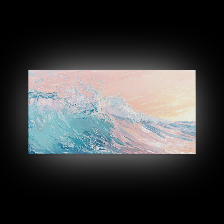 Ocean Wave Painting, Coastal Wall Art, Surf Wall Art, Nautical Decor, Framed Canvas Print, Seascape Painting, Extra Wide Art