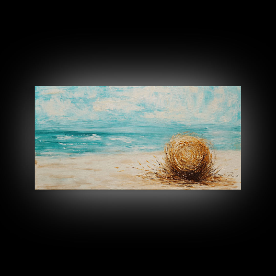 Beach Grass, coastal wall art, farmhouse decor, nautical painting, seascape painting, framed canvas print, panoramic art