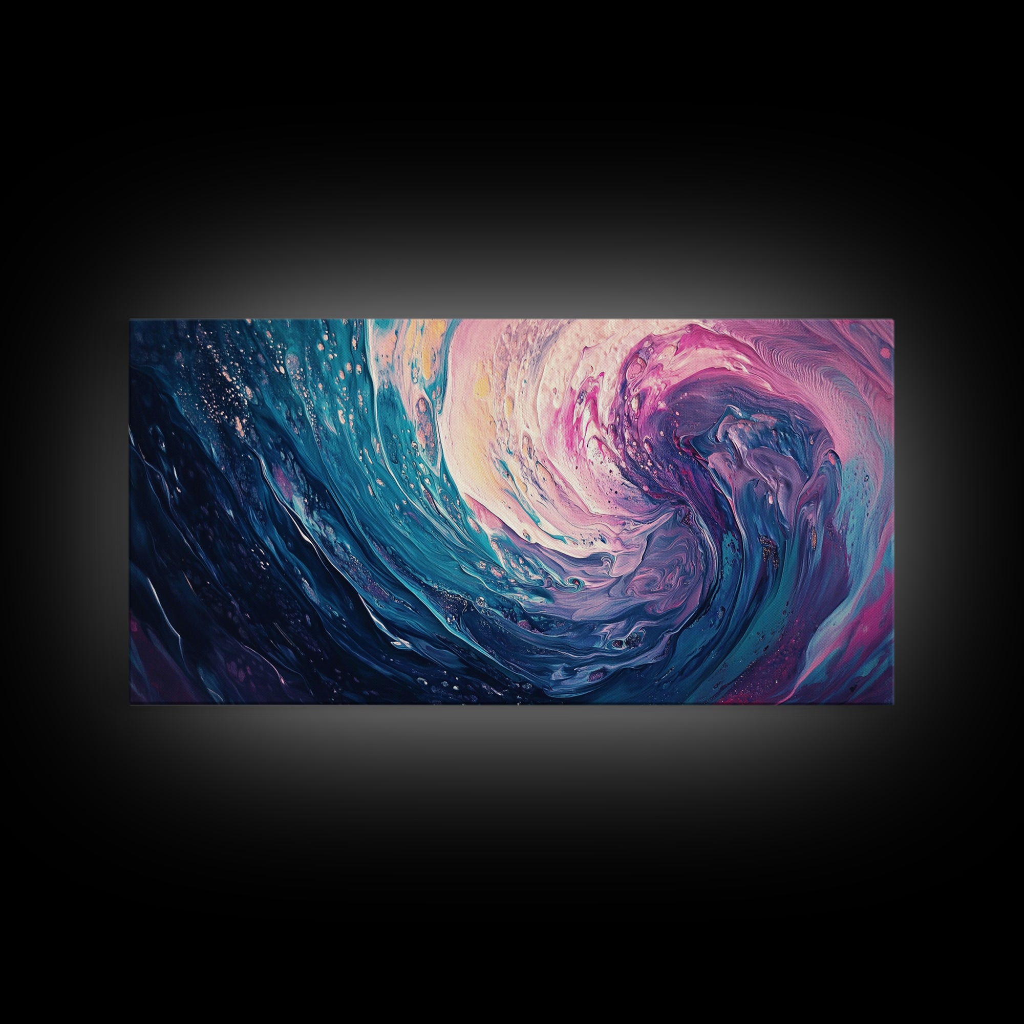 Abstract Wave, Ocean Swirl, Panoramic Art, Canvas Print, Coastal Decor, Teal Wall Art, Nautical Wall Art, Whimsical Art, Surf Wall Art