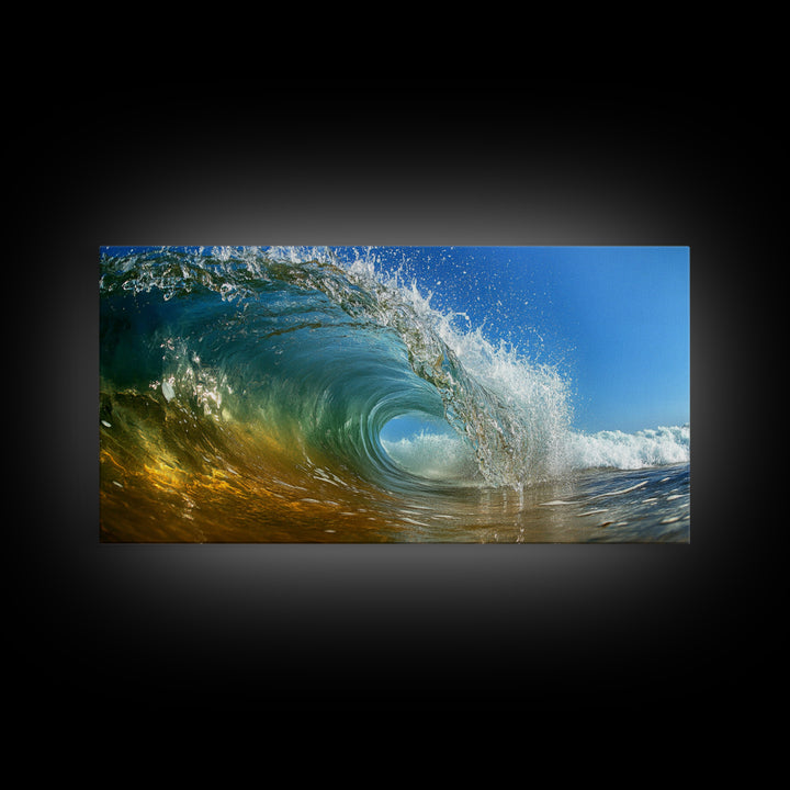 Barrel Wave, Surfing Photography, Panoramic Art, Canvas Print, Coastal Decor, Nautical Painting, Beach Wall Art, Surf Wall Art