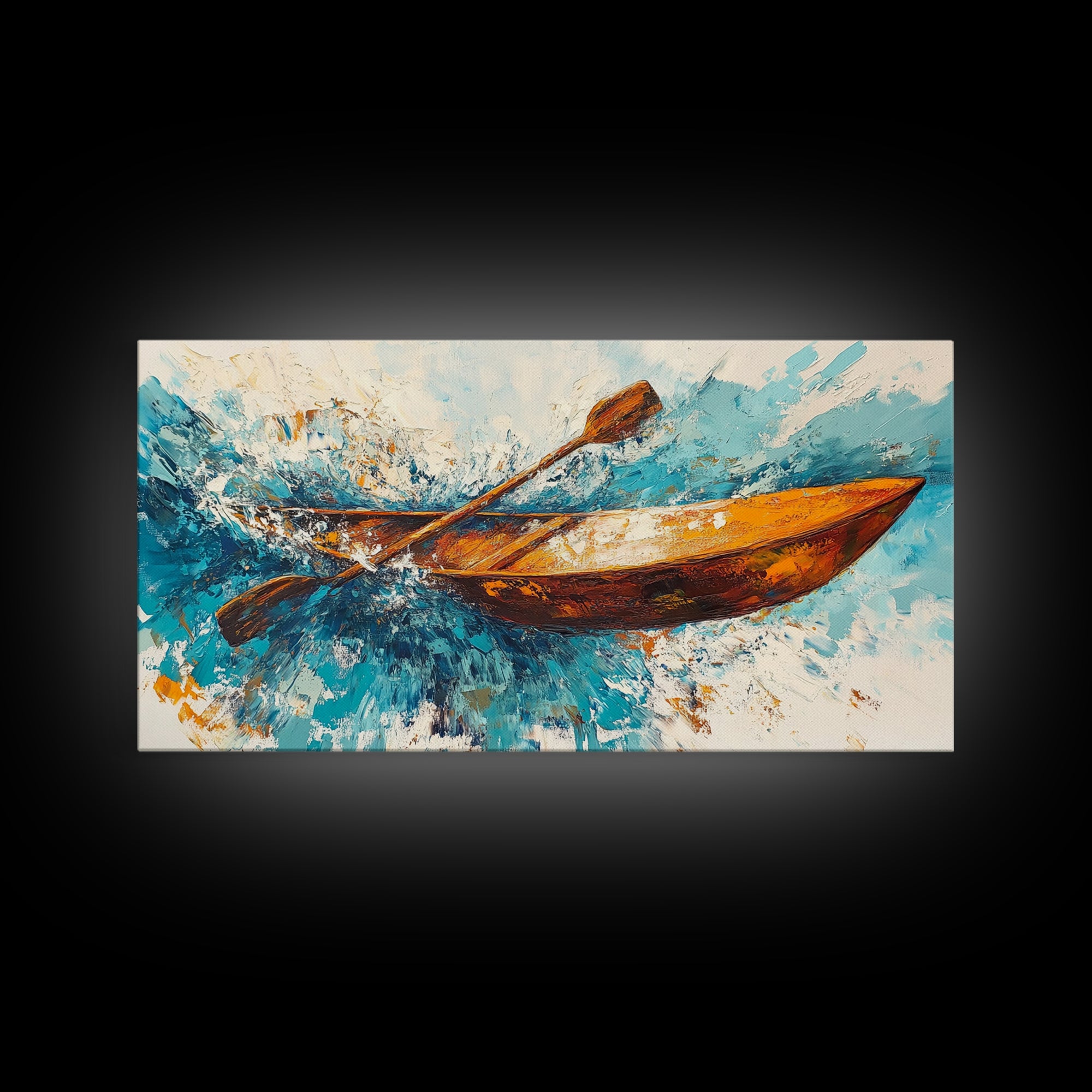 Nautical painting, boat painting, framed canvas print, extra wide art, seascape painting, rustic wall art, coastal wall art, ocean waves