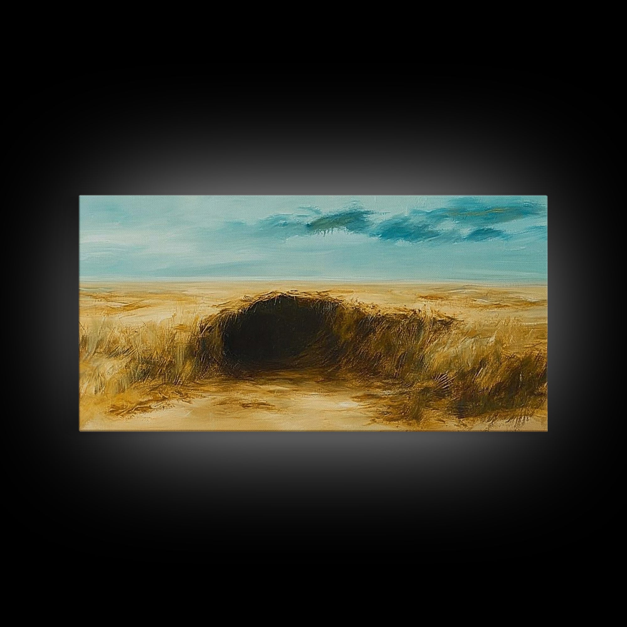 Desert Landscape, Ozymandias art, rustic wall art, above sofa art, extra wide art, panoramic painting, Canvas Print