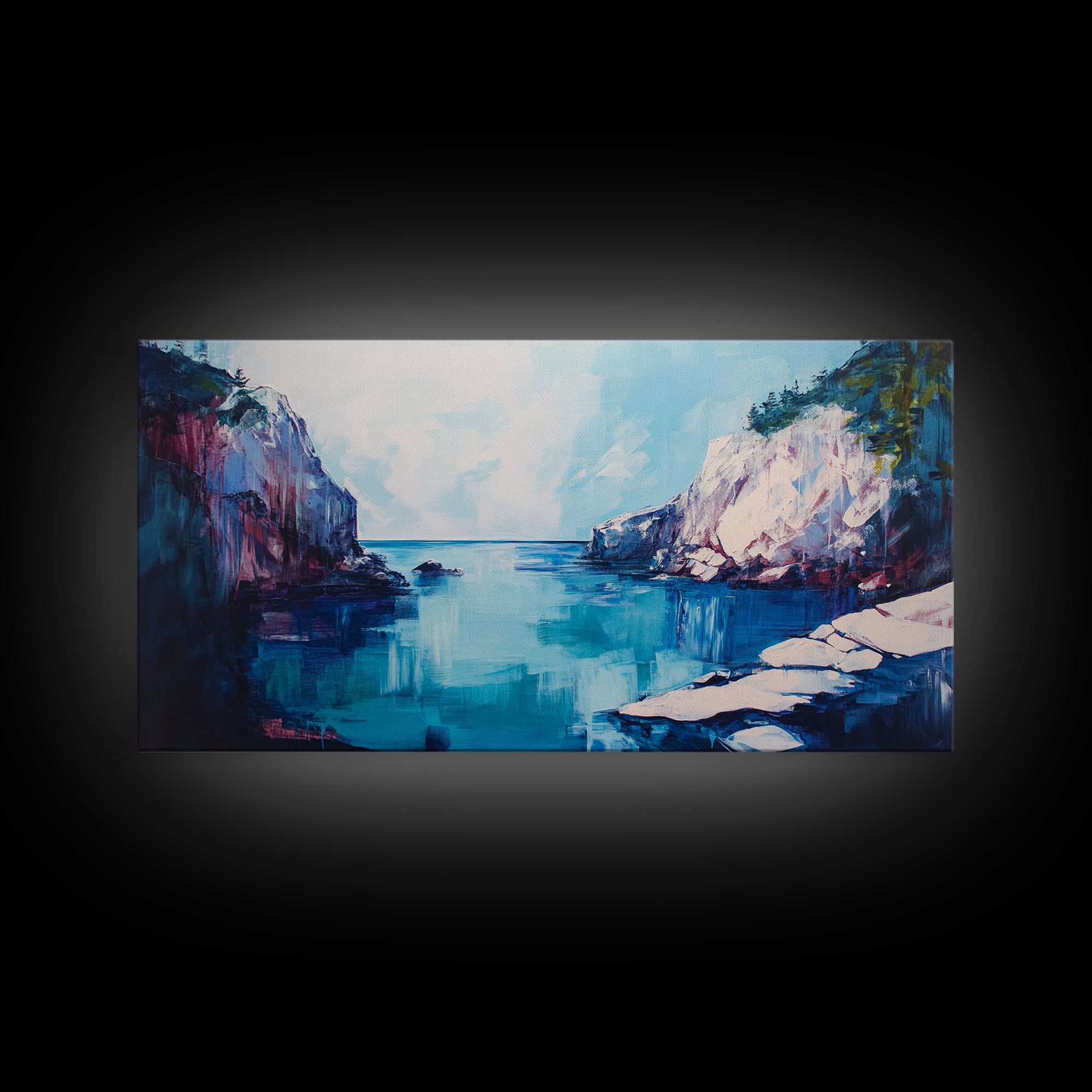 Ocean Cliffs, Seascape Painting, Nautical Decor, Coastal Landscape Art, Above Couch Art, Bedroom Art, Canvas Print, Gift Idea
