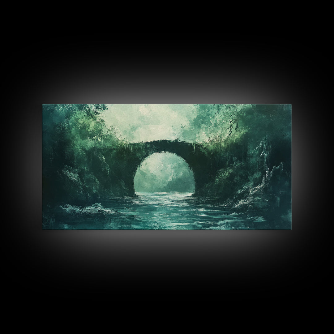 Dark Forest, Fantasy Art, Moody Art, Wabi Sabi Art, Extra Wide Art, Landscape Painting, Framed Canvas Print, Above Bed Wall Art