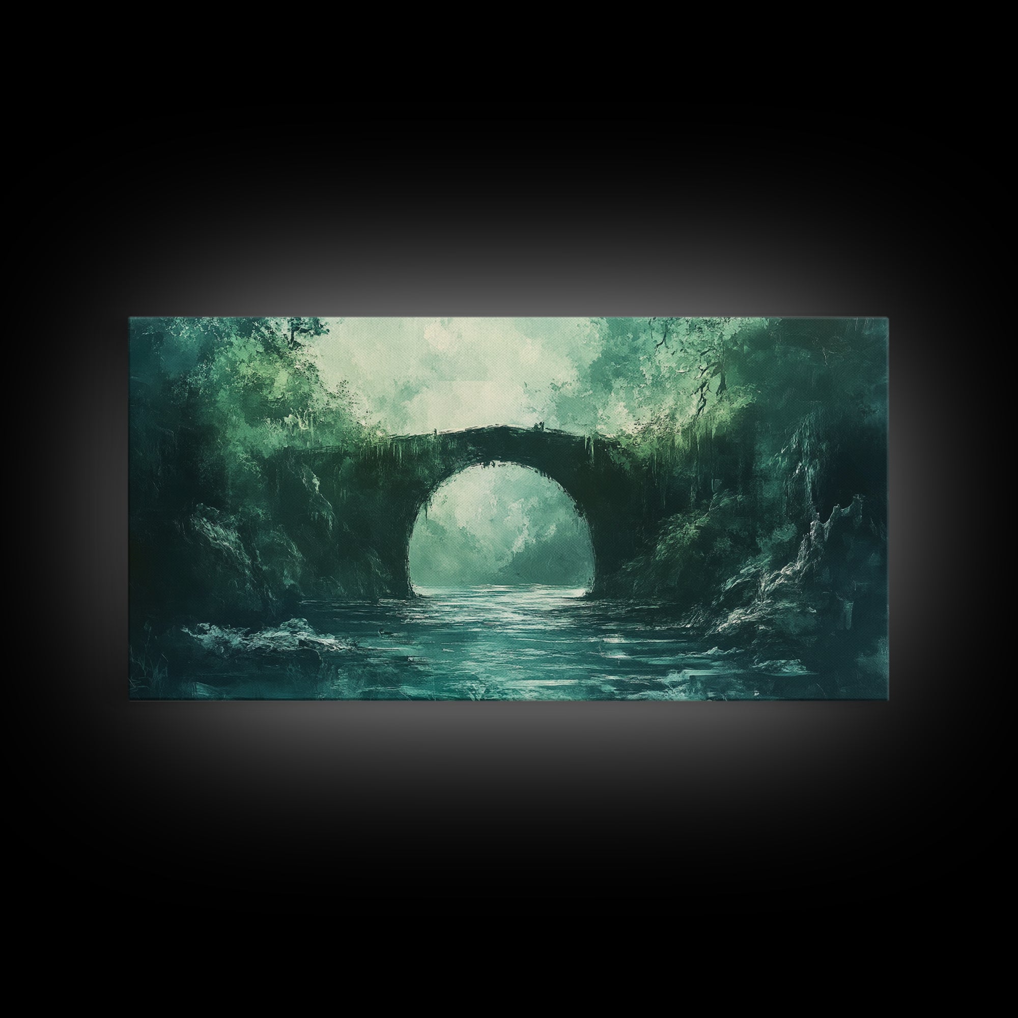 Dark Forest, Fantasy Art, Moody Art, Wabi Sabi Art, Extra Wide Art, Landscape Painting, Framed Canvas Print, Above Bed Wall Art