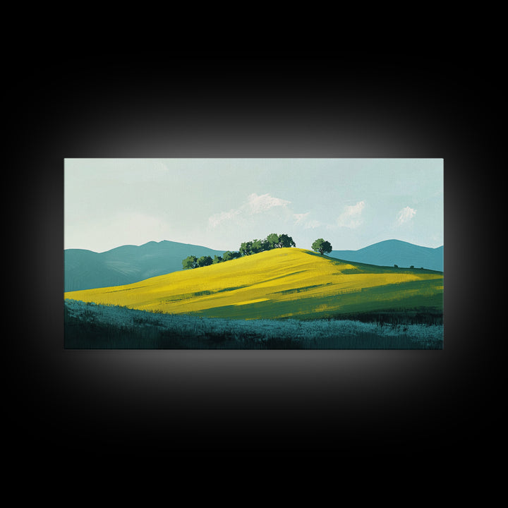 Rolling Hills Landscape, mountain painting, green wall art, countryside art, above couch art, farmhouse art, Canvas Print