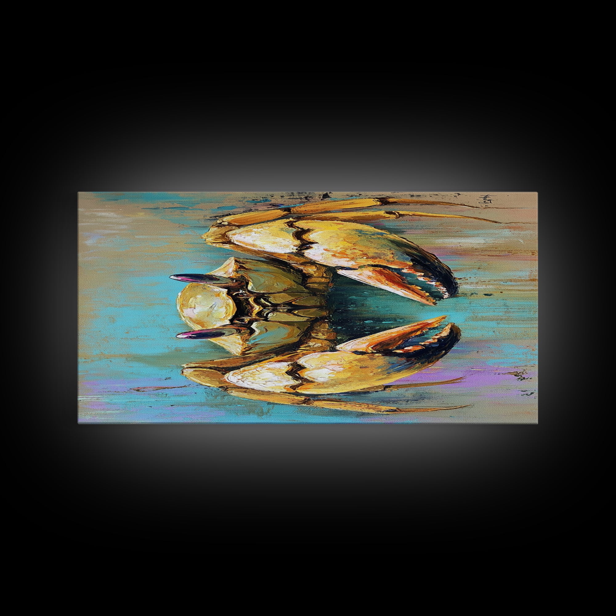 Crab Painting, Coastal Decor, Nautical Wall Art, Rustic Art, Framed Canvas Print, Ocean Artwork, Beach House Art, Marine Life Art