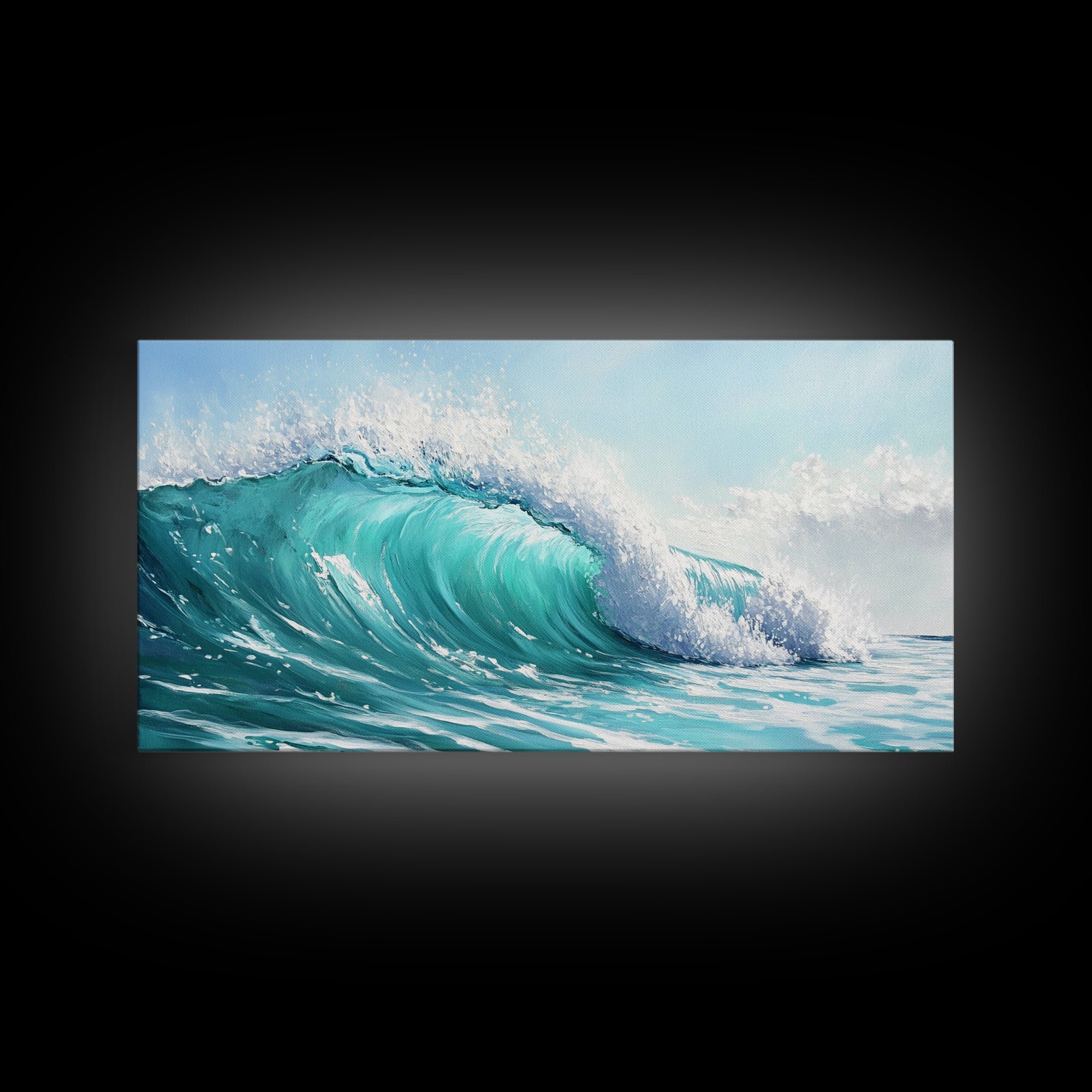 Ocean Wave, seascape painting, surf wall art, nautical decor, blue and green wall art, coastal landscape art, Canvas Print