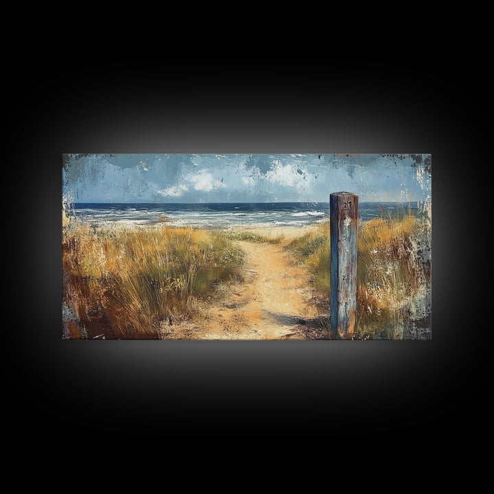 Coastal Pathway, coastal landscape art, nautical decor, seascape painting, coastal painting, beach house decor, Canvas Print