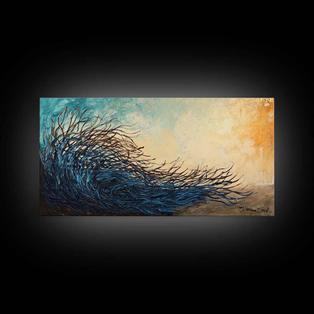 Abstract Wind, Canvas Print, wabi sabi art, moody art, extra wide painting, contemporary abstract, panoramic wall art