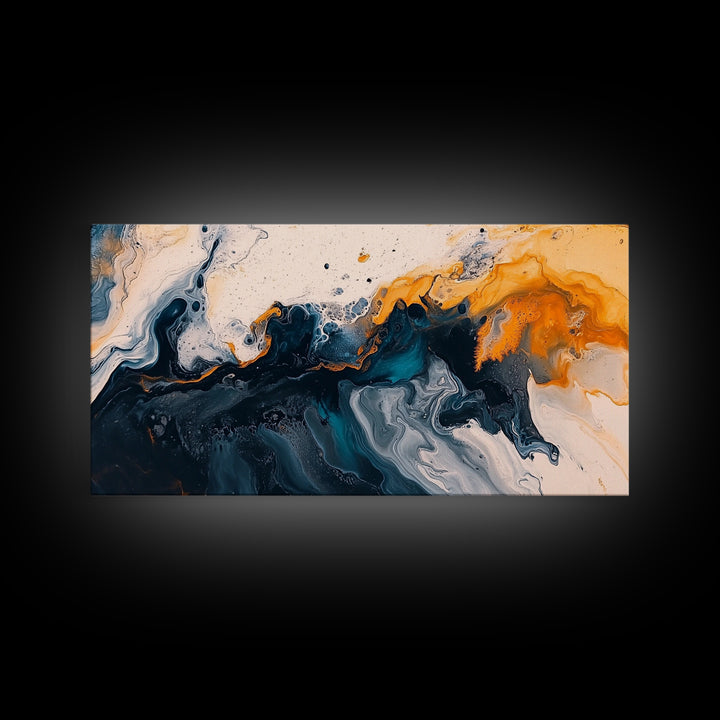 Abstract Ocean, Framed Canvas Print, coastal wall art, wabi sabi wall art, extra wide painting, contemporary abstract