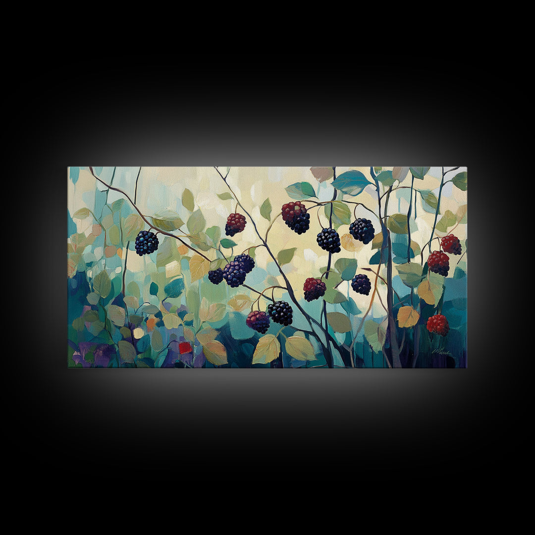 Blackberry, summer berries, Canvas Print, botanical prints, fruit of the spirit wall art, wildflower painting, kitchen art
