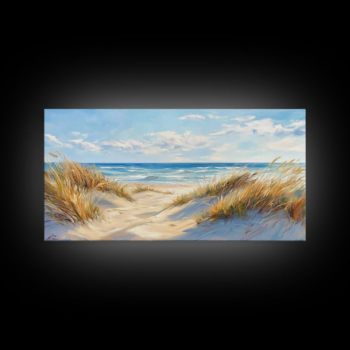 Beach Dunes, Coastal Painting, Nautical Wall Art, Canvas Print, Seascape Painting, Coastal Decor, Above Bed Wall Art, Farmhouse Art