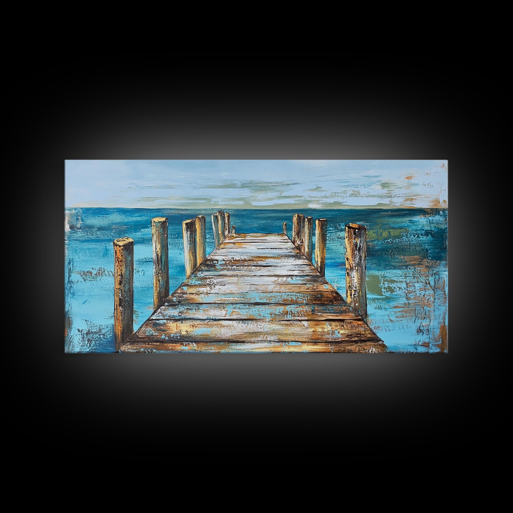 Dock Over Water, Coastal Landscape, Nautical Wall Art, Canvas Print, Lake Tahoe Art, Rustic Wall Art, Coastal Decor, Panoramic Art