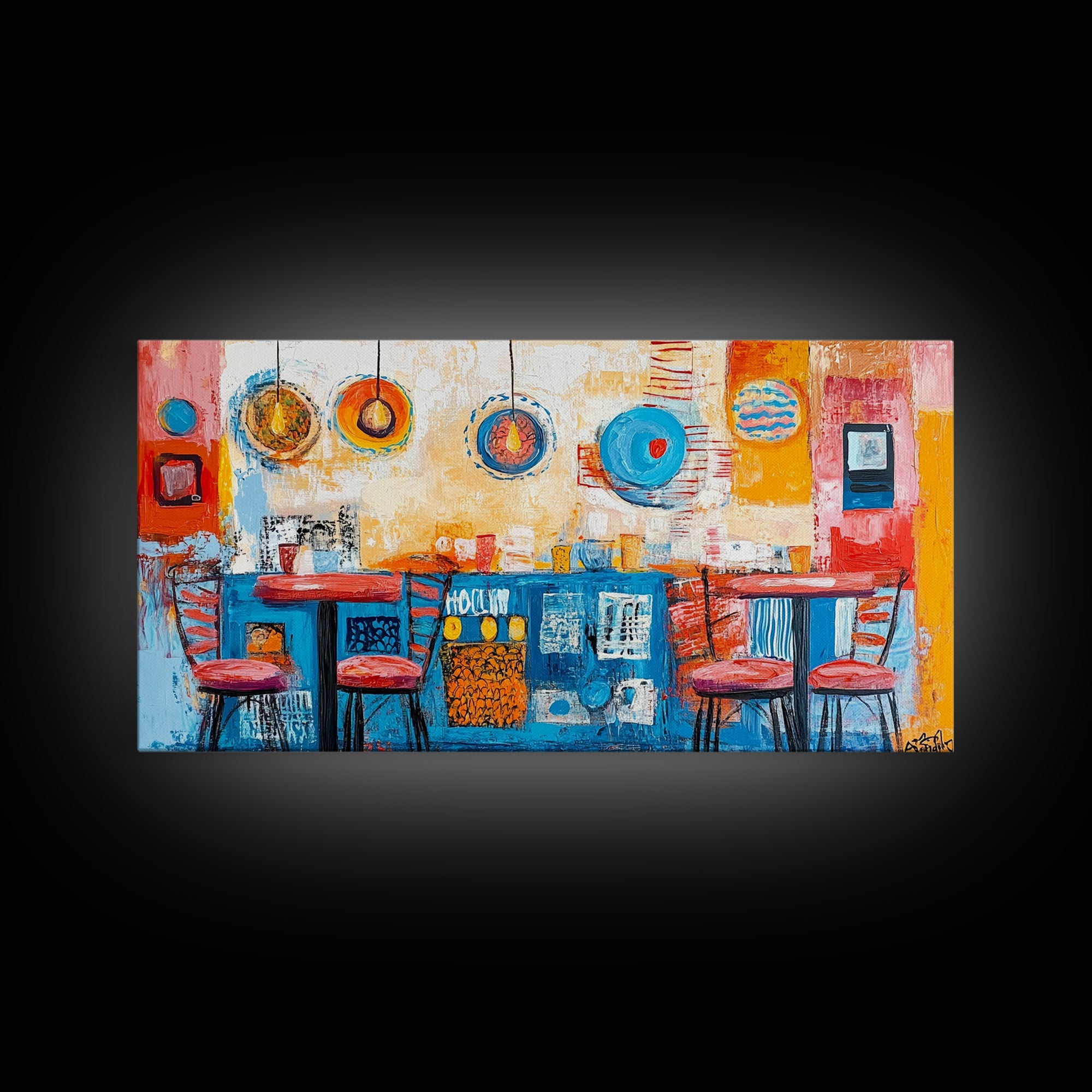 Cafe painting, espresso martini wall art, coffee wall art, food review kitchen art, warm cozy vibes, rustic decor, framed canvas print, boho art