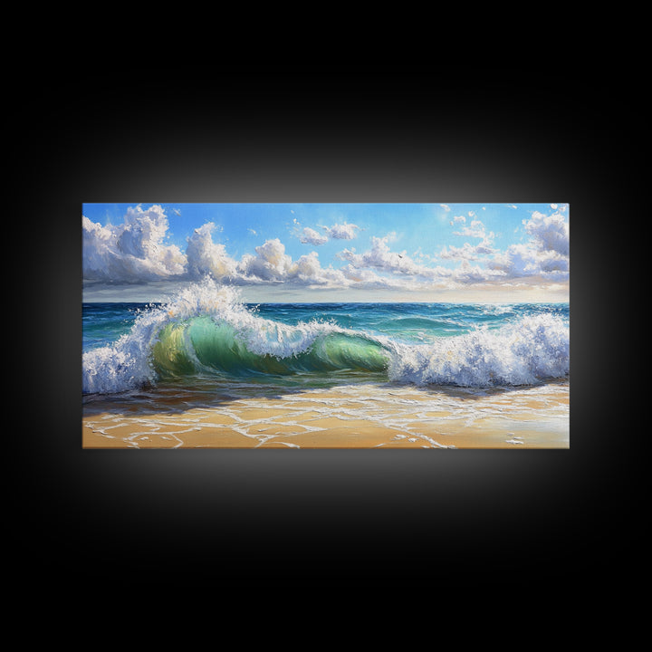 Beach Wave Painting, Coastal Landscape Art, Ocean Wall Art, Surf Wall Art, Nautical Decor, Seascape Art, Horizontal Wall Art, Canvas Print