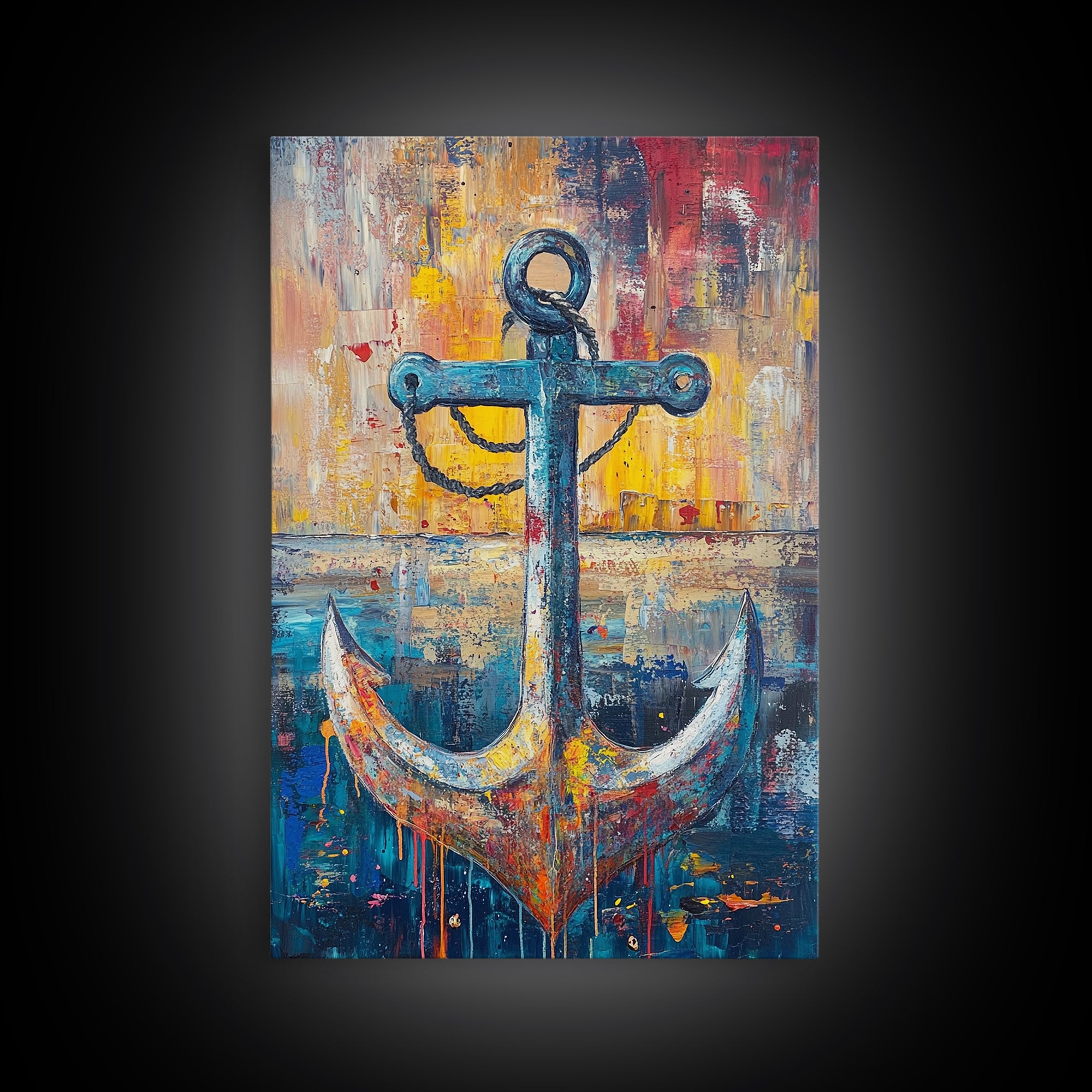 Nautical Anchor, Coastal Wall Art, Rustic Ocean Painting, Nautical Decor, Coastal Cowgirl Wall Art, Canvas Print, Gift Idea