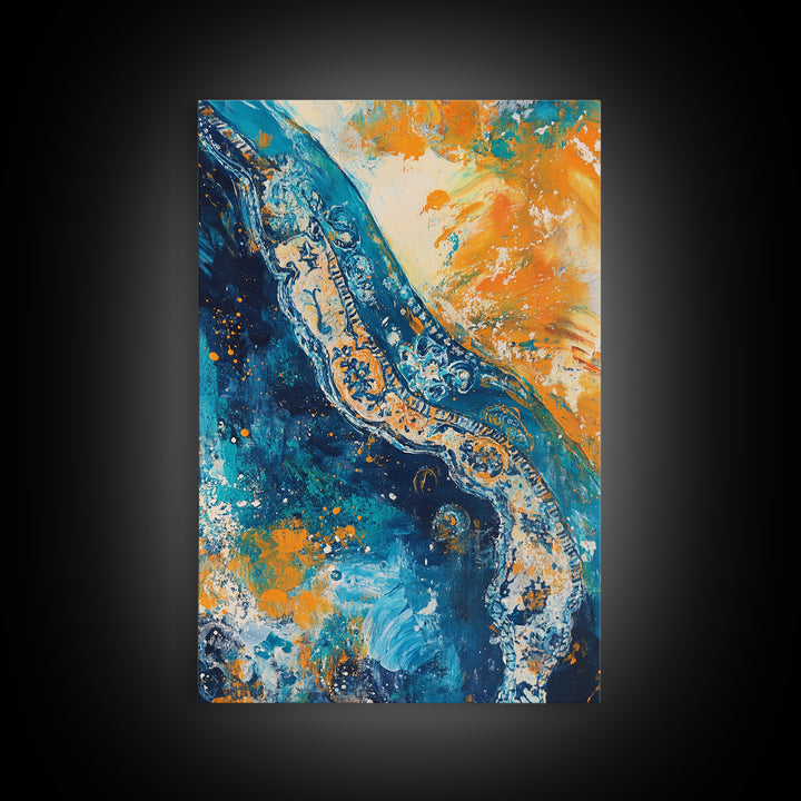 Abstract Ocean, Coastal Landscape Art, Blue and Green Wall Art, Teal Wall Art, Nautical Decor, Framed Canvas Print, Gift Idea