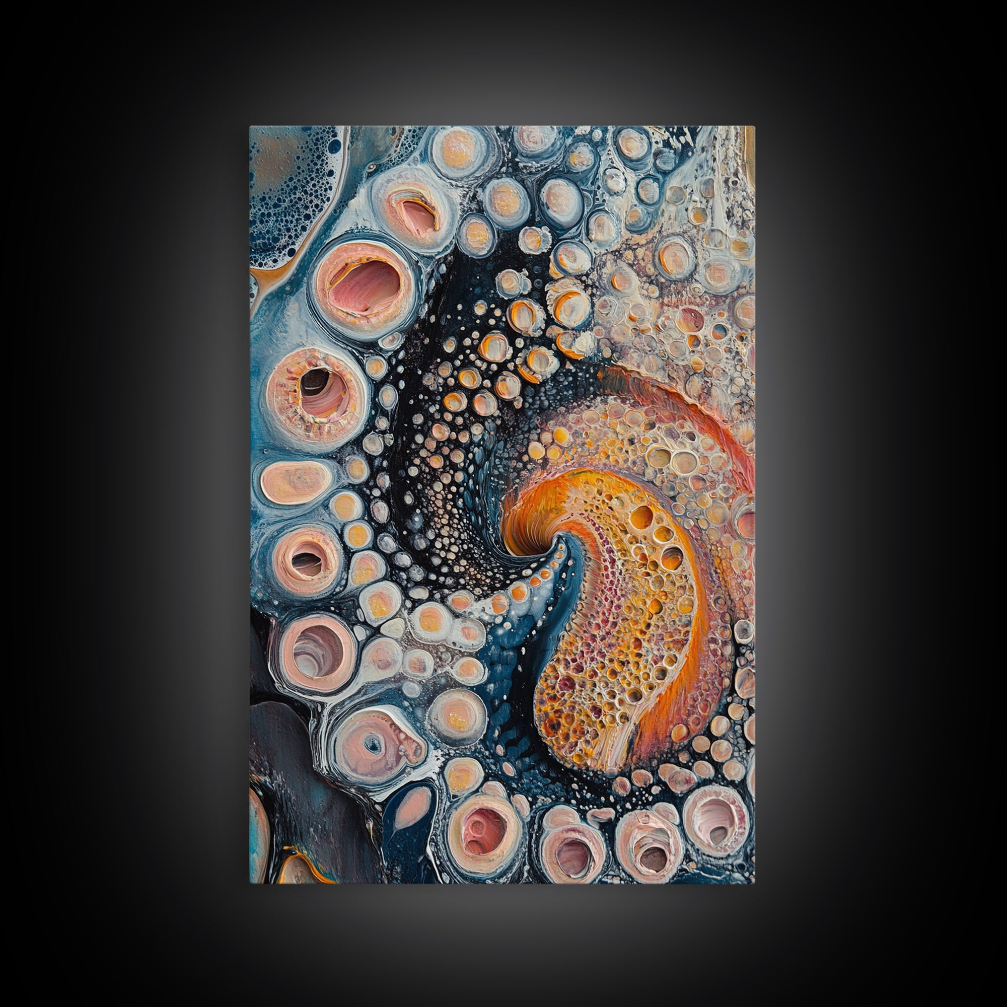 Abstract Swirl, Sacred Geometry Wall Art, Psychedelic Art, Science Art, Moody Art, Teal Wall Art, Canvas Print, Gift Idea